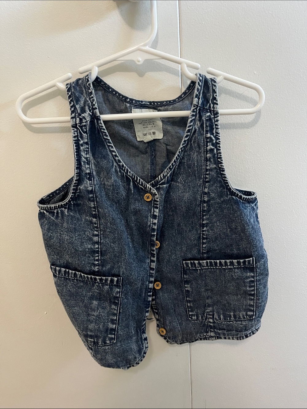 Denim Button-Up Vest in Washed Black